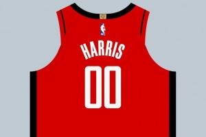 球衣记者：火箭双向球员凯文-哈里斯在球队穿00号球衣